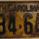 1938 North Carolina license plate 434 641