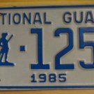 NOS 1985 North Carolina National Guard license plate 1259   new old st