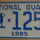 NOS 1985 North Carolina National Guard license plate 1252   new old st
