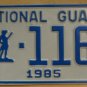 NOS 1985 North Carolina National Guard license plate 1168 new old st