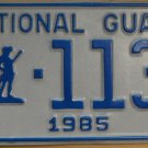 NOS 1985 North Carolina National Guard license plate 1133   new old st