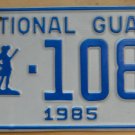 NOS 1985 North Carolina National Guard license plate 1083   new old st