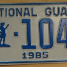 NOS 1985 North Carolina National Guard license plate 1046   new old st