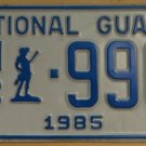NOS 1985 North Carolina National Guard license plate 990   new old sto