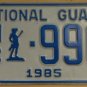 NOS 1985 North Carolina National Guard license plate 990 new old sto