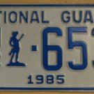 NOS 1985 North Carolina National Guard license plate 653   new old sto