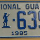 NOS 1985 North Carolina National Guard license plate 639   new old sto