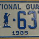 NOS 1985 North Carolina National Guard license plate 637   new old sto