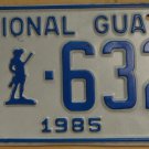 NOS 1985 North Carolina National Guard license plate 632   new old sto