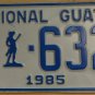 NOS 1985 North Carolina National Guard license plate 632 new old sto