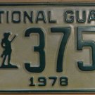 NOS 1978 North Carolina National Guard license plate 3753   new old st
