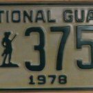 NOS 1978 North Carolina National Guard license plate 3752   new old st