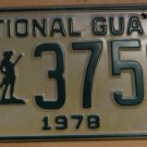 NOS 1978 North Carolina National Guard license plate 3750   new old st