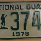 NOS 1978 North Carolina National Guard license plate 3749   new old st