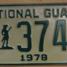 NOS 1978 North Carolina National Guard license plate 3748   new old st