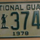 NOS 1978 North Carolina National Guard license plate 3745   new old st
