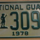 NOS 1978 North Carolina National Guard license plate 3095   new old st