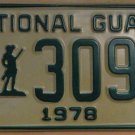 NOS 1978 North Carolina National Guard license plate 3094   new old st