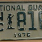 NOS 1976 North Carolina National Guard license plate 816   new old sto