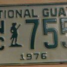NOS 1976 North Carolina National Guard license plate 755   new old sto