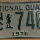 NOS 1976 North Carolina National Guard license plate 746   new old sto