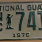 NOS 1976 North Carolina National Guard license plate 741   new old sto