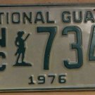 NOS 1976 North Carolina National Guard license plate 734   new old sto