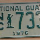 NOS 1976 North Carolina National Guard license plate 733   new old sto