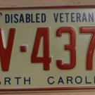 NOS 1978 North Carolina Disabled Veteran license plate DV 4371   new o