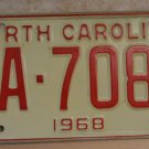 NOS 1968 North Carolina license plate ZA 7081  new old stock