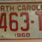 NOS 1968 North Carolina passenger truck license plate 5463 TV  new old