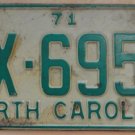 1971 North Carolina license plate FX 6954