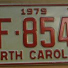NOS 1979 North Carolina license plate BF 8544   new old stock
