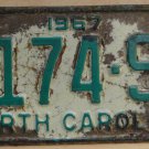 1967 North Carolina passenger truck license plate 4174 SH