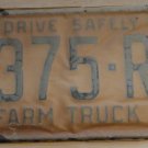 NOS 1962 North Carolina farm truck license plate 7375 RA new old stock