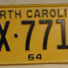 1964 North Carolina license plate EX 7719