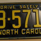 1961 North Carolina license plate ZB 5713