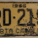 1966 North Carolina license plate RD 219