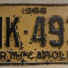 1966 North Carolina license plate NK 493