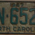 1967 North Carolina license plate YN 6522