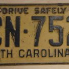 1960 North Carolina license plate CN 752