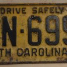 1960 North Carolina license plate CN 699