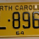 1964 North Carolina license plate CL 8967 amateur repaint