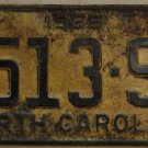 1966 North Carolina passenger truck license plate 7513 SL