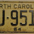 1964 North Carolina license plate EJ 9517
