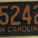 1953 North Carolina license plate N 52426 amateur repaint