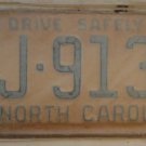 NOS 1962 North Carolina license plate DJ 9137 new old stock