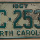 1967 North Carolina license plate BC 2539