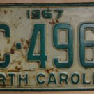 1967 North Carolina license plate BC 4963