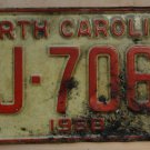 1968 North Carolina license plate DJ 7061